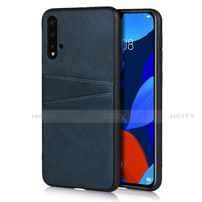 Coque Luxe Cuir Housse Etui R02 pour Huawei Nova 5 Bleu Plus