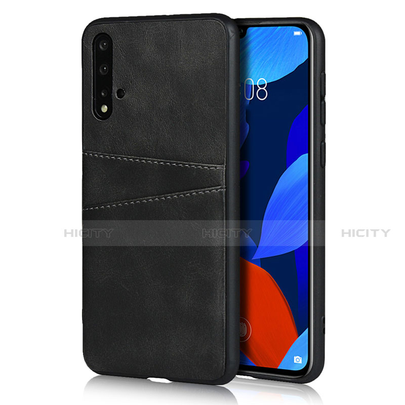 Coque Luxe Cuir Housse Etui R02 pour Huawei Nova 5 Noir Plus