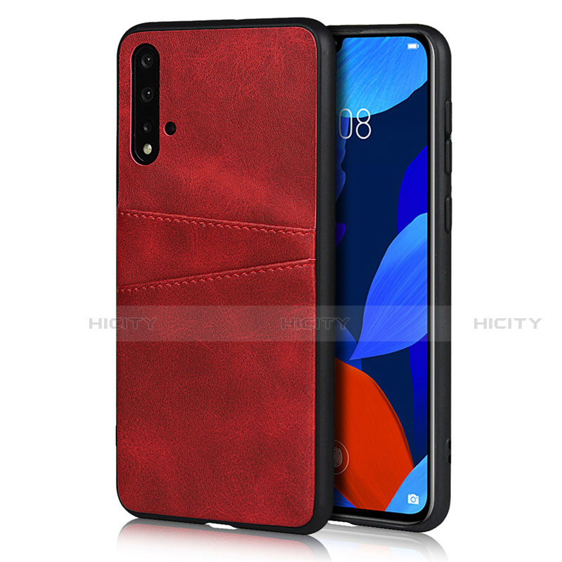 Coque Luxe Cuir Housse Etui R02 pour Huawei Nova 5 Pro Rouge Plus