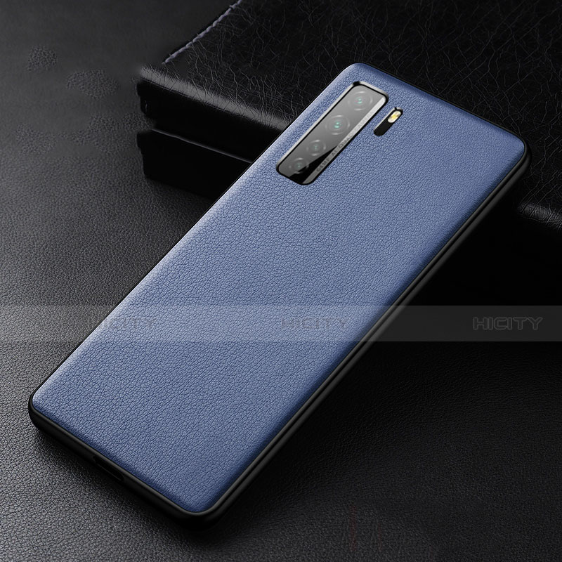 Coque Luxe Cuir Housse Etui R02 pour Huawei Nova 7 SE 5G Bleu Plus