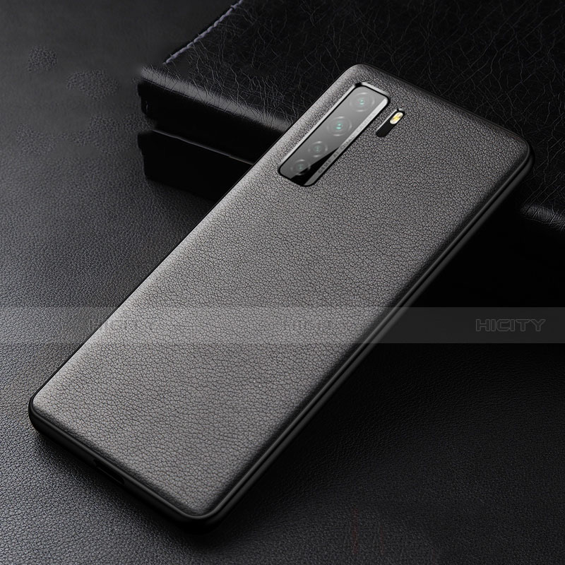 Coque Luxe Cuir Housse Etui R02 pour Huawei Nova 7 SE 5G Noir Plus