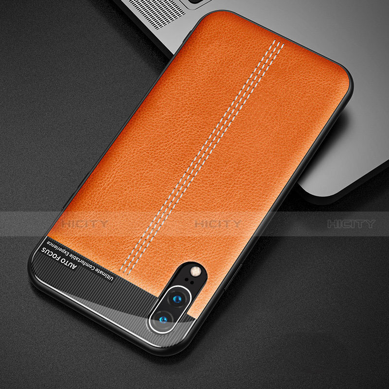 Coque Luxe Cuir Housse Etui R02 pour Huawei P20 Orange Plus