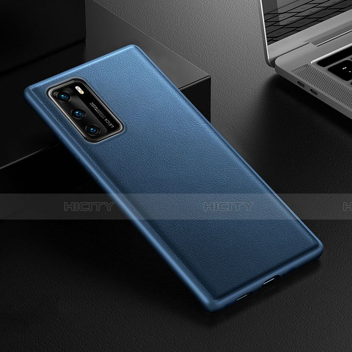 Coque Luxe Cuir Housse Etui R02 pour Huawei P40 Bleu Plus