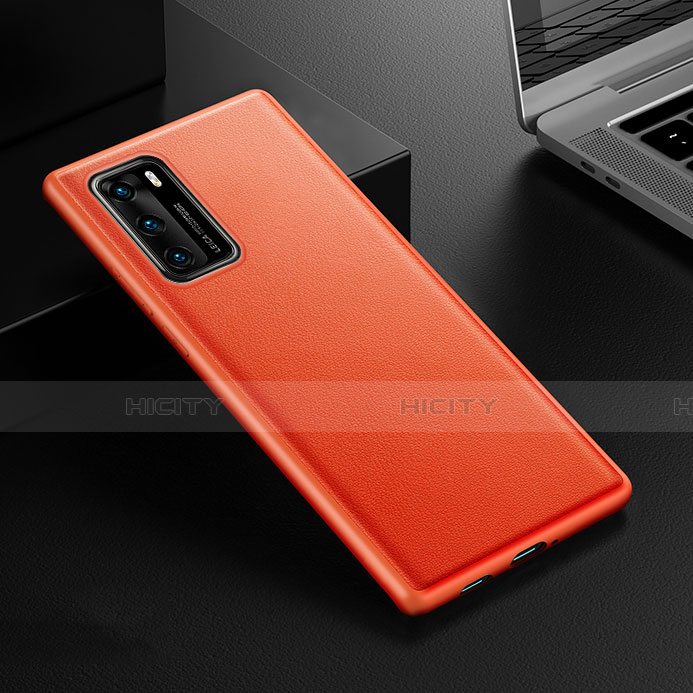 Coque Luxe Cuir Housse Etui R02 pour Huawei P40 Orange Plus