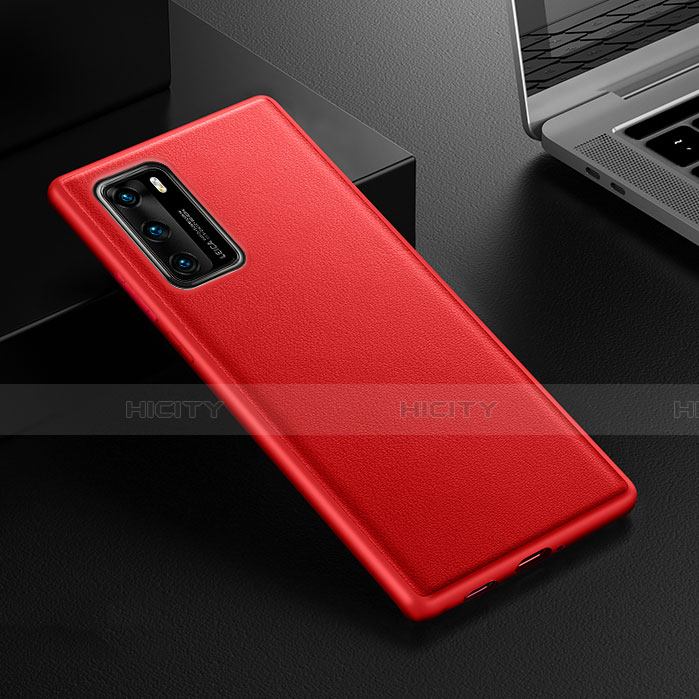 Coque Luxe Cuir Housse Etui R02 pour Huawei P40 Rouge Plus