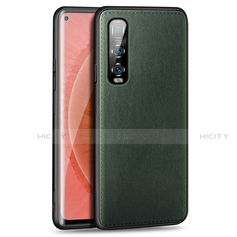 Coque Luxe Cuir Housse Etui R02 pour Oppo Find X2 Pro Vert Plus