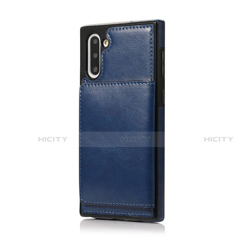 Coque Luxe Cuir Housse Etui R02 pour Samsung Galaxy Note 10 5G Bleu Plus