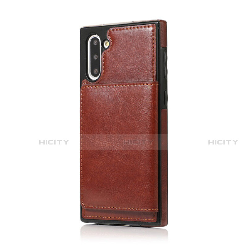 Coque Luxe Cuir Housse Etui R02 pour Samsung Galaxy Note 10 5G Marron Plus