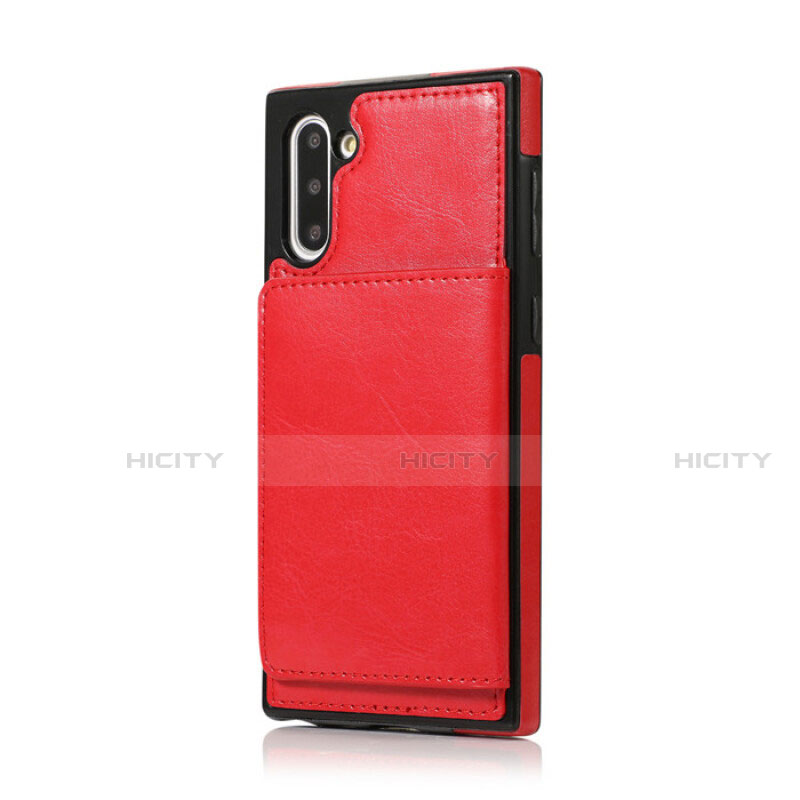 Coque Luxe Cuir Housse Etui R02 pour Samsung Galaxy Note 10 5G Rouge Plus