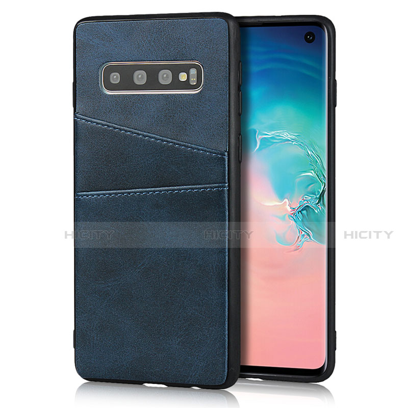 Coque Luxe Cuir Housse Etui R02 pour Samsung Galaxy S10 5G Bleu Plus