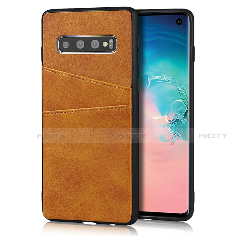 Coque Luxe Cuir Housse Etui R02 pour Samsung Galaxy S10 5G Orange Plus