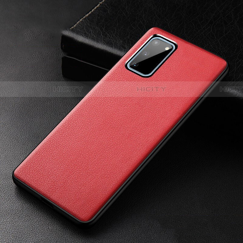 Coque Luxe Cuir Housse Etui R02 pour Samsung Galaxy S20 5G Rouge Plus