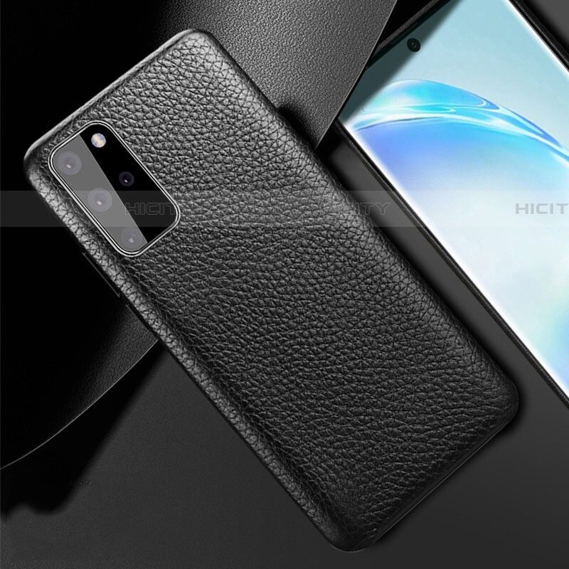 Coque Luxe Cuir Housse Etui R02 pour Samsung Galaxy S20 Plus 5G Noir Plus