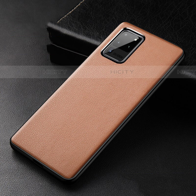 Coque Luxe Cuir Housse Etui R02 pour Samsung Galaxy S20 Ultra 5G Orange Plus