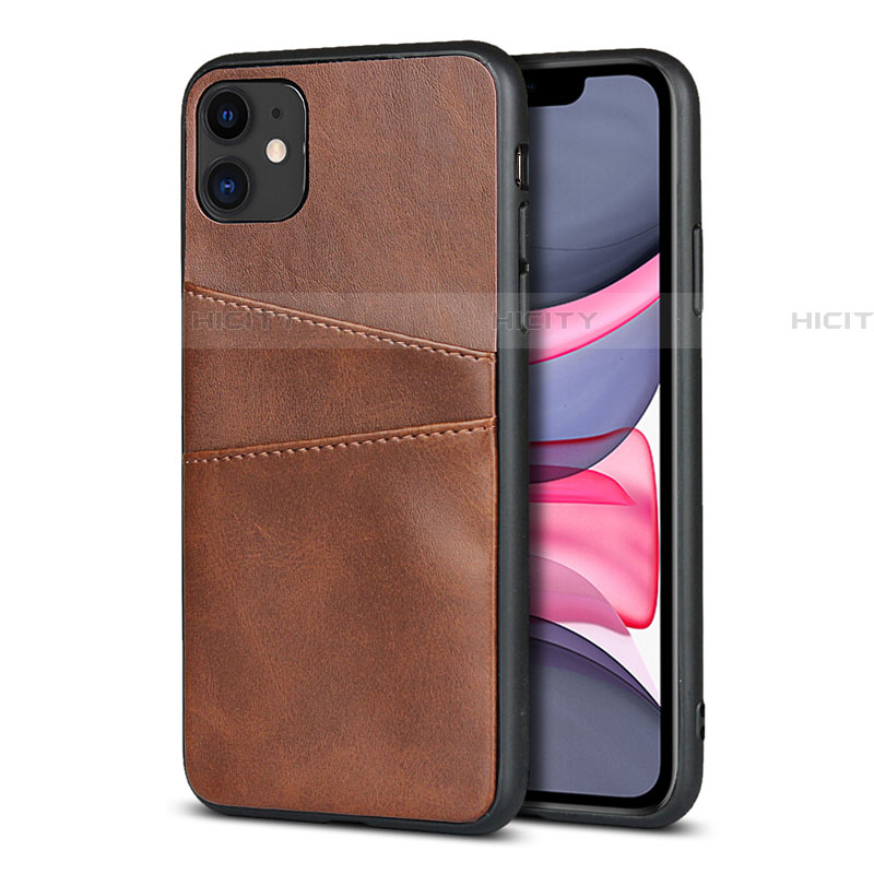 Coque Luxe Cuir Housse Etui R03 pour Apple iPhone 11 Marron Plus