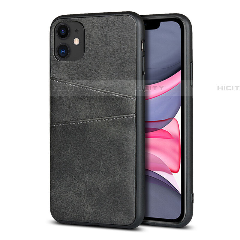 Coque Luxe Cuir Housse Etui R03 pour Apple iPhone 11 Noir Plus