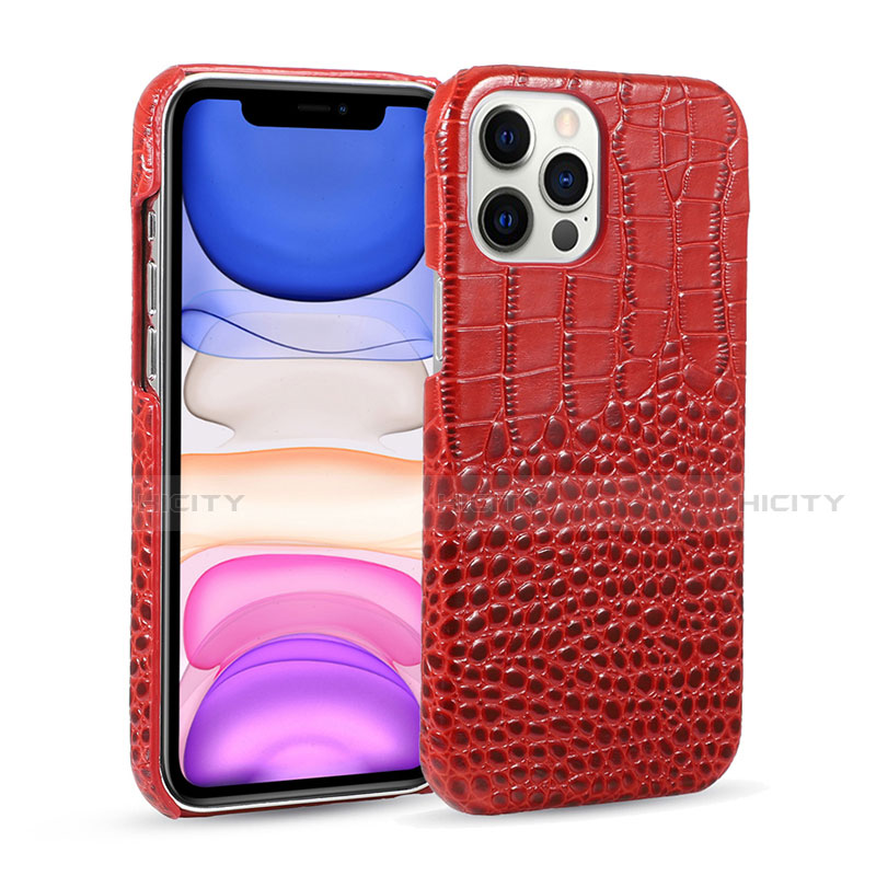 Coque Luxe Cuir Housse Etui R03 pour Apple iPhone 12 Pro Rouge Plus