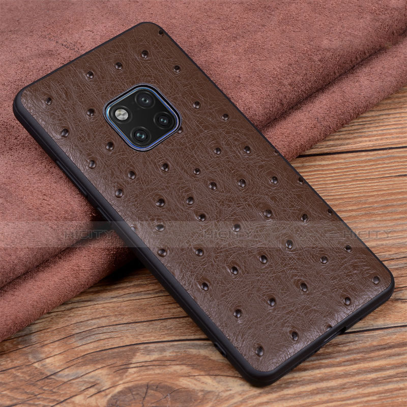 Coque Luxe Cuir Housse Etui R03 pour Huawei Mate 20 Pro Marron Plus