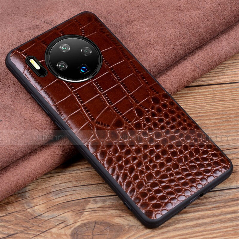 Coque Luxe Cuir Housse Etui R03 pour Huawei Mate 30 Marron Plus