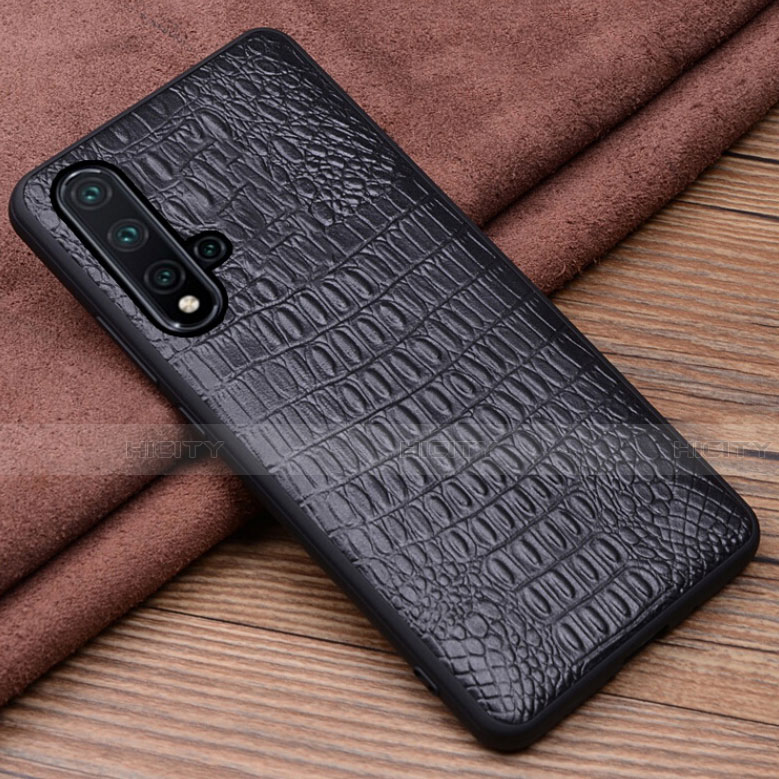 Coque Luxe Cuir Housse Etui R03 pour Huawei Nova 5 Pro Noir Plus