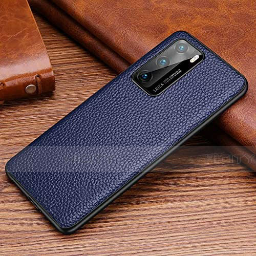 Coque Luxe Cuir Housse Etui R03 pour Huawei P40 Bleu Plus