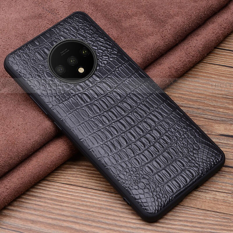 Coque Luxe Cuir Housse Etui R03 pour OnePlus 7T Noir Plus