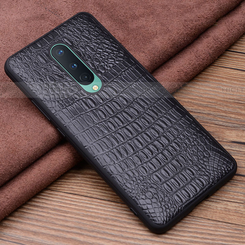 Coque Luxe Cuir Housse Etui R03 pour OnePlus 8 Noir Plus