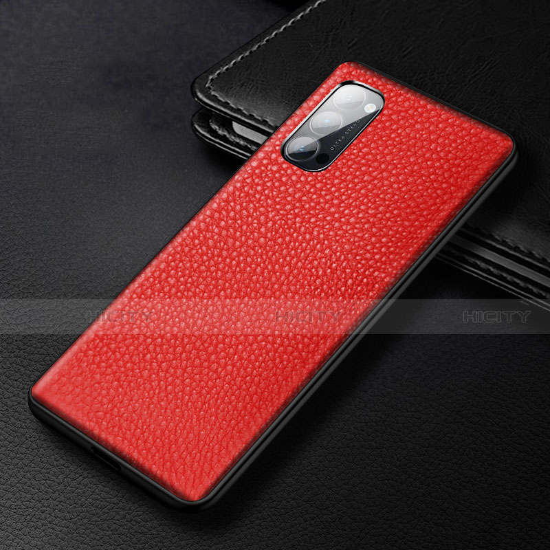 Coque Luxe Cuir Housse Etui R03 pour Oppo Reno4 5G Rouge Plus