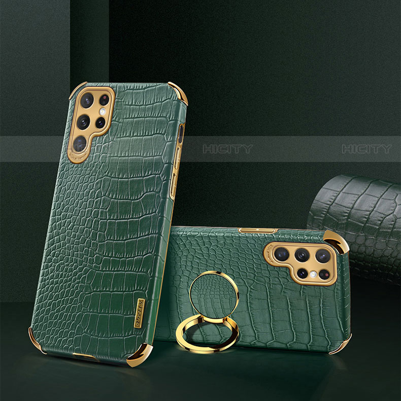 Coque Luxe Cuir Housse Etui R03 pour Samsung Galaxy S21 Ultra 5G Vert Plus