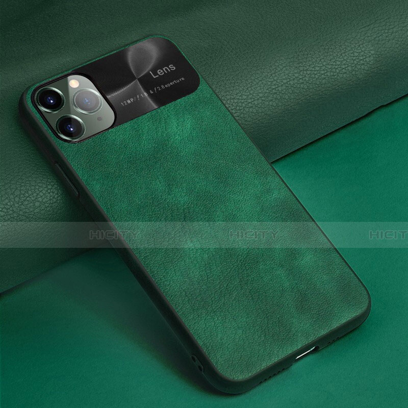 Coque Luxe Cuir Housse Etui R04 pour Apple iPhone 11 Pro Max Vert Plus