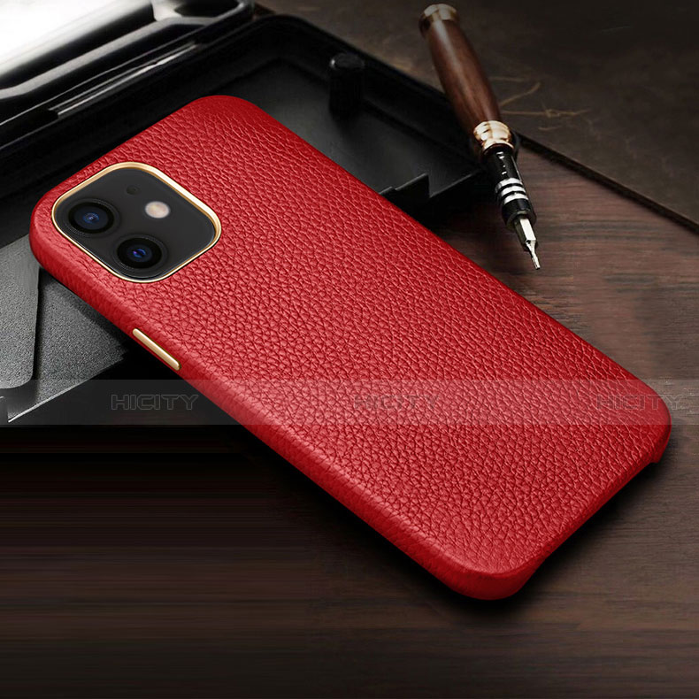 Coque Luxe Cuir Housse Etui R04 pour Apple iPhone 12 Mini Rouge Plus