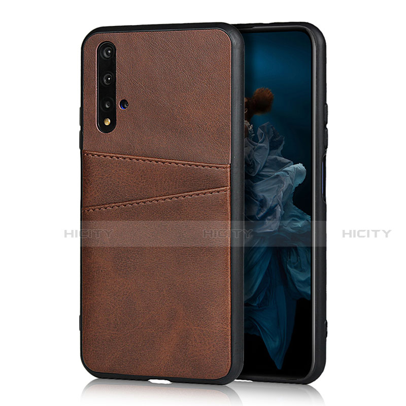 Coque Luxe Cuir Housse Etui R04 pour Huawei Honor 20 Marron Plus