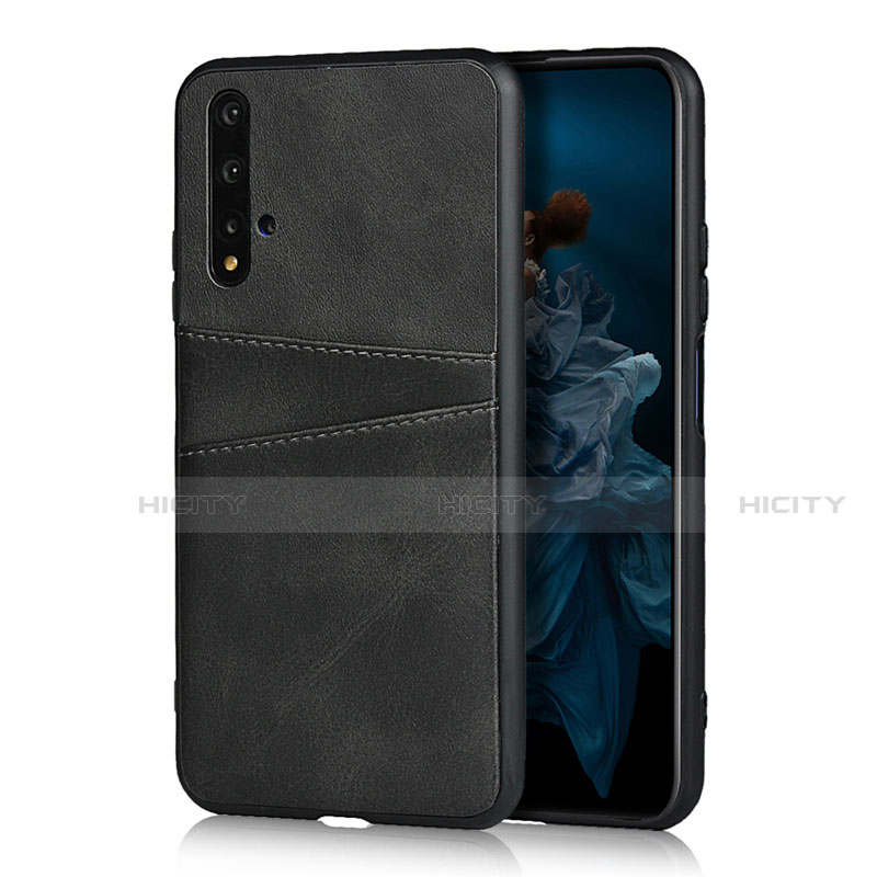 Coque Luxe Cuir Housse Etui R04 pour Huawei Honor 20 Noir Plus