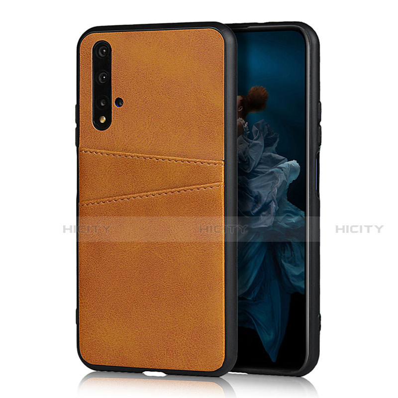 Coque Luxe Cuir Housse Etui R04 pour Huawei Honor 20 Orange Plus