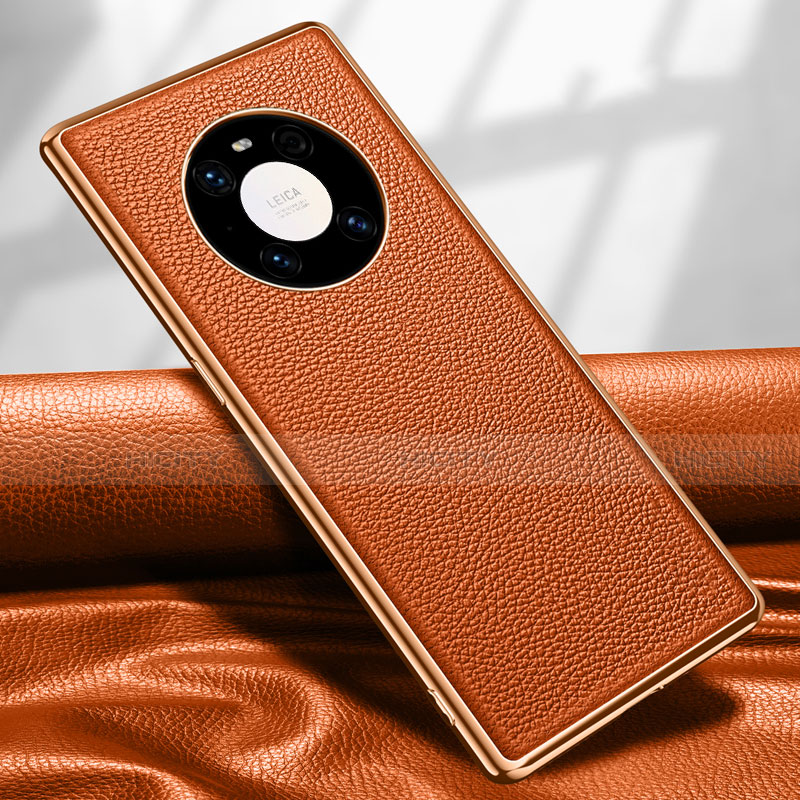 Coque Luxe Cuir Housse Etui R04 pour Huawei Mate 40 Pro Orange Plus