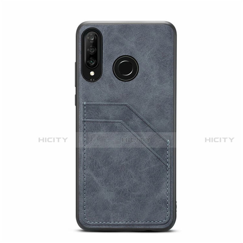 Coque Luxe Cuir Housse Etui R04 pour Huawei Nova 4e Gris Fonce Plus