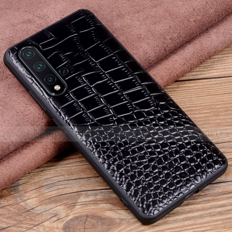 Coque Luxe Cuir Housse Etui R04 pour Huawei Nova 5 Noir Plus