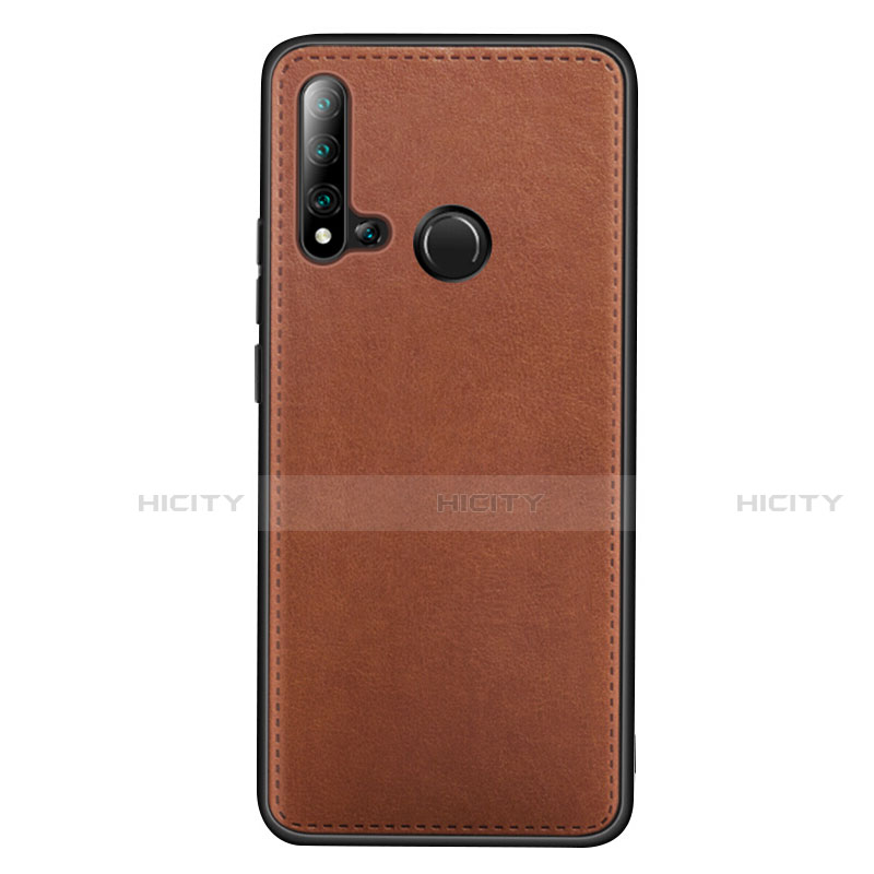 Coque Luxe Cuir Housse Etui R04 pour Huawei Nova 5i Marron Plus