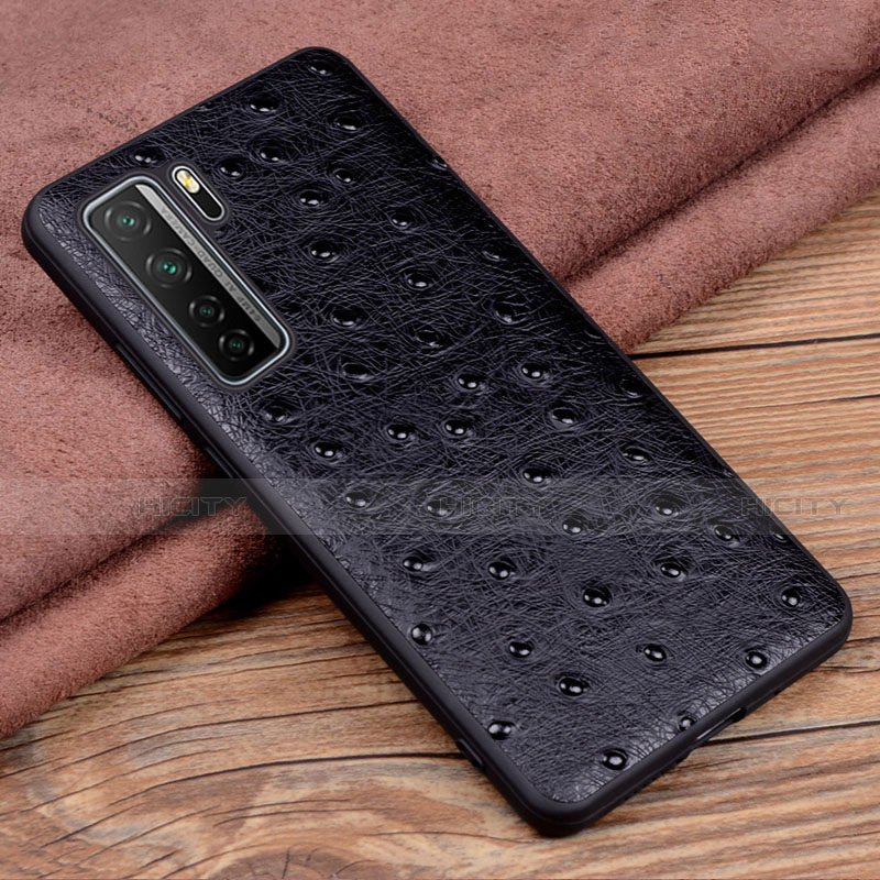 Coque Luxe Cuir Housse Etui R04 pour Huawei Nova 7 SE 5G Noir Plus