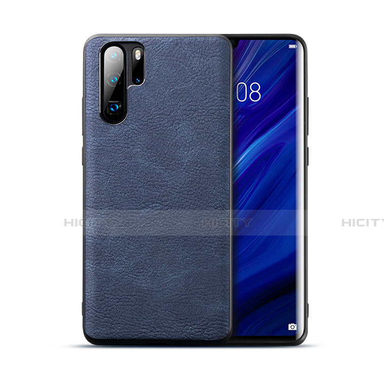 Coque Luxe Cuir Housse Etui R04 pour Huawei P30 Pro Bleu Plus