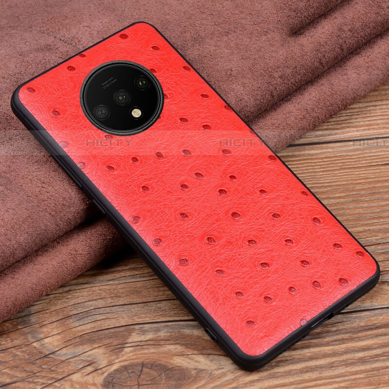 Coque Luxe Cuir Housse Etui R04 pour OnePlus 7T Rouge Plus