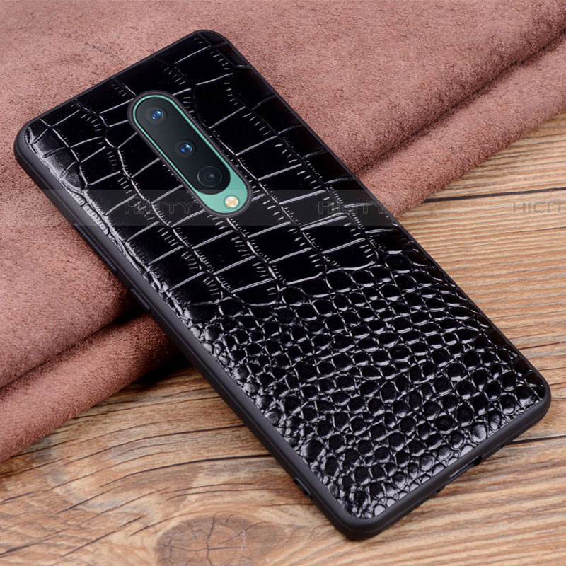 Coque Luxe Cuir Housse Etui R04 pour OnePlus 8 Noir Plus