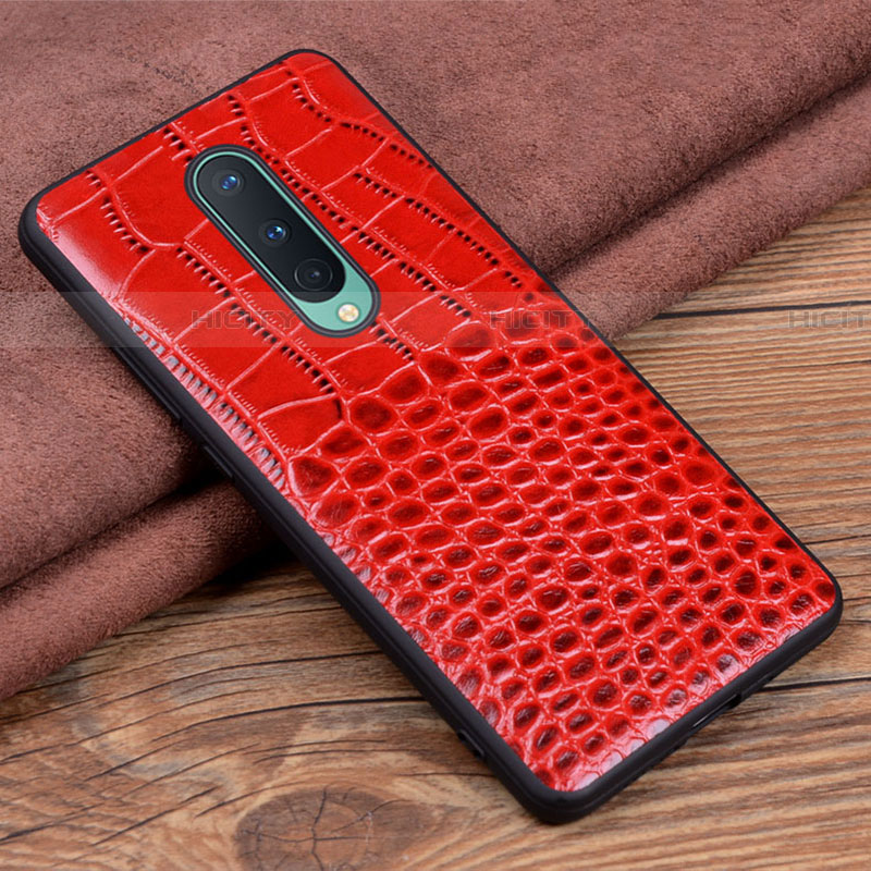 Coque Luxe Cuir Housse Etui R04 pour OnePlus 8 Rouge Plus