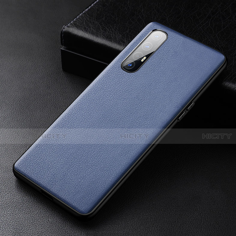 Coque Luxe Cuir Housse Etui R04 pour Oppo Find X2 Neo Bleu Plus