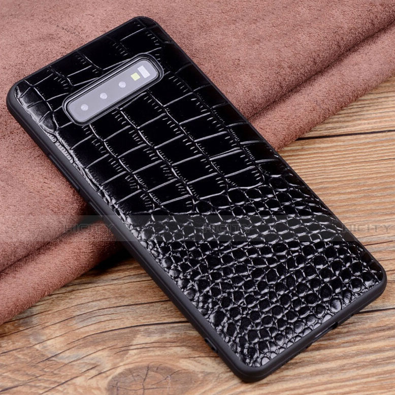 Coque Luxe Cuir Housse Etui R04 pour Samsung Galaxy S10 5G Noir Plus