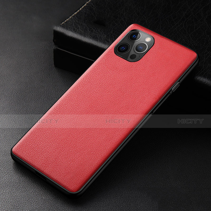 Coque Luxe Cuir Housse Etui R05 pour Apple iPhone 12 Pro Max Rouge Plus