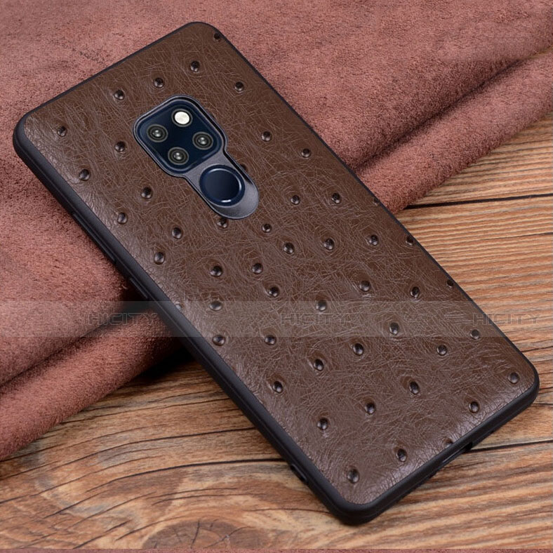 Coque Luxe Cuir Housse Etui R05 pour Huawei Mate 20 Marron Plus