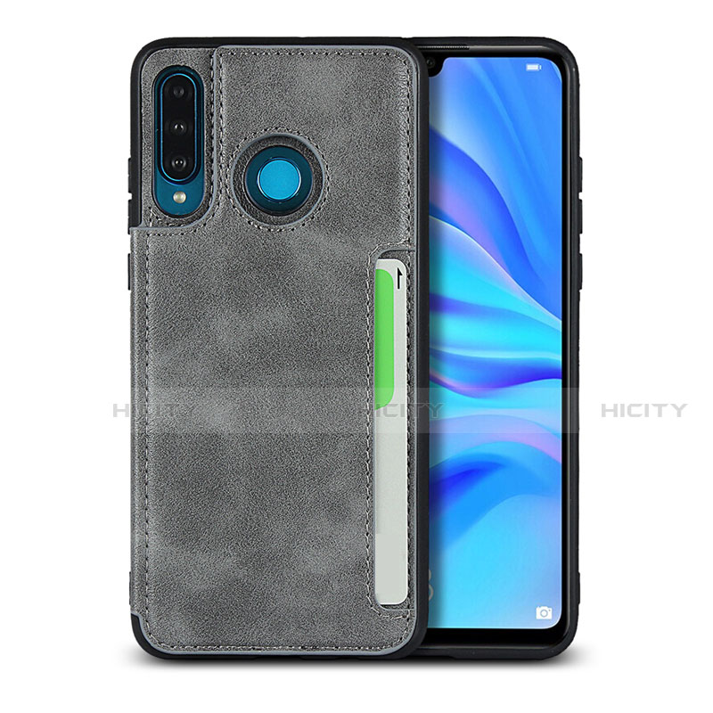 Coque Luxe Cuir Housse Etui R05 pour Huawei Nova 4e Gris Plus