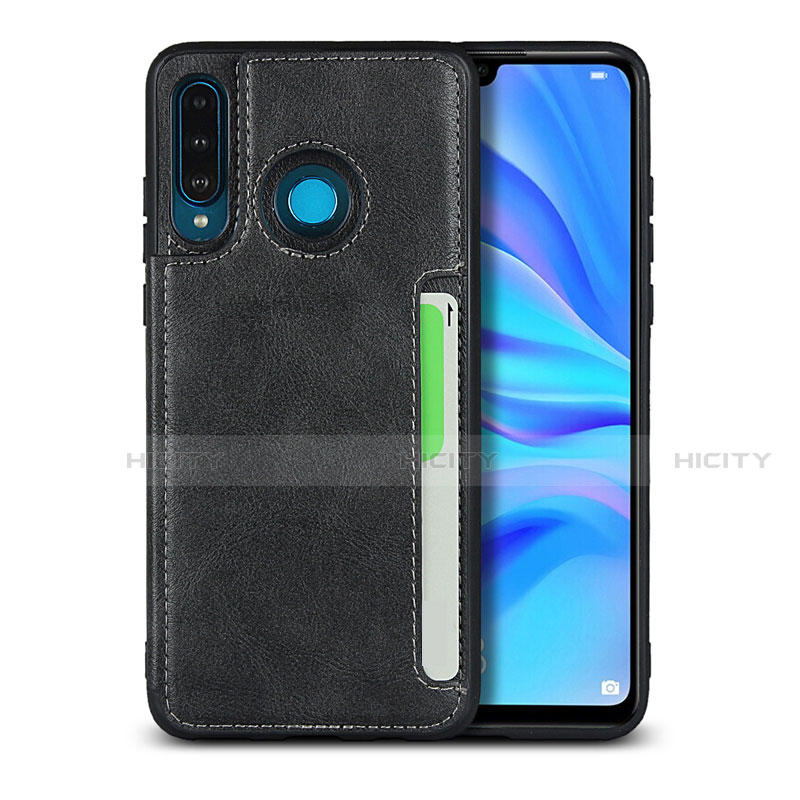 Coque Luxe Cuir Housse Etui R05 pour Huawei Nova 4e Noir Plus