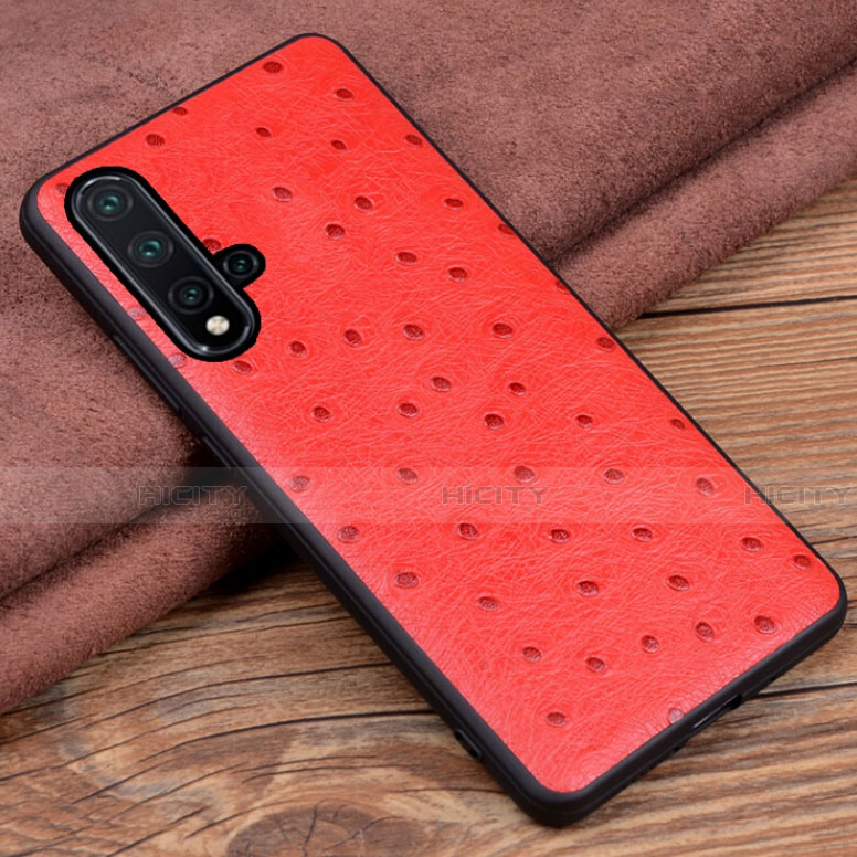 Coque Luxe Cuir Housse Etui R05 pour Huawei Nova 5 Pro Rouge Plus